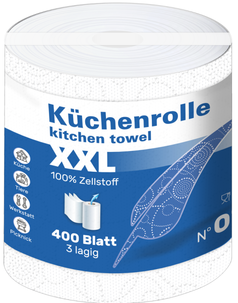 Küchenrollen 18 Rollen, XXL, 3-lagig, Zellstoff, 400 Blatt