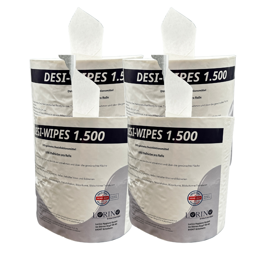 DESI-WIPES 4×1.500 Blatt vorgetränkte Desinfektionstücher