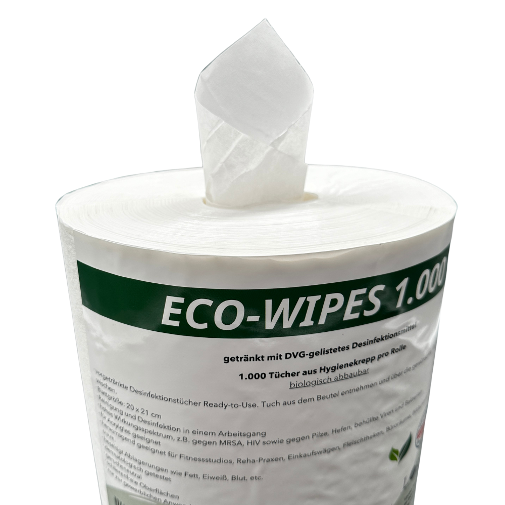 12 Karton ECO-WIPES 4×1.500 Blatt vorgetränkte Desinfektionstücher Zellstoff