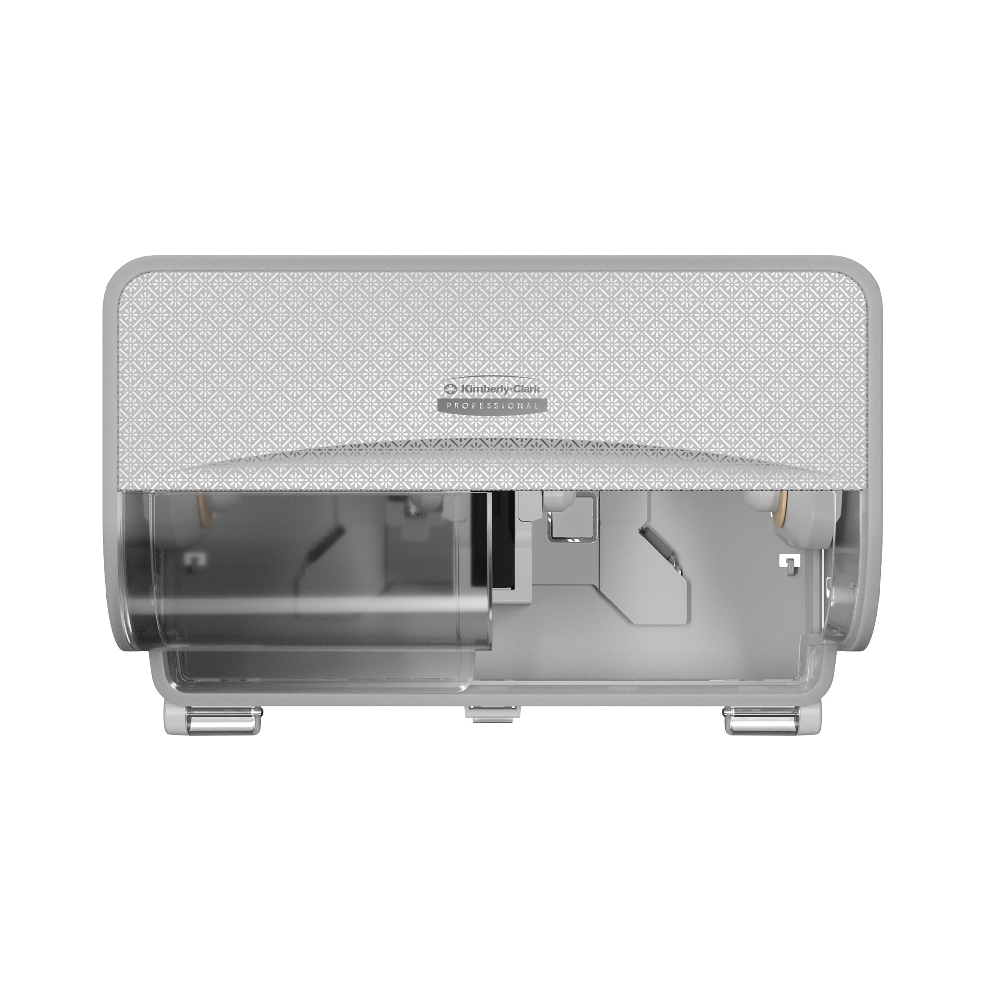 Kimberly-Clark Professional™ ICON™-Standard-Toilettenpapierspender mit 2 horizontalen Rollen (53655), mit silberfarbener Blende im Mosaikdesign; 1 Spender und Blende pro Versandeinheit