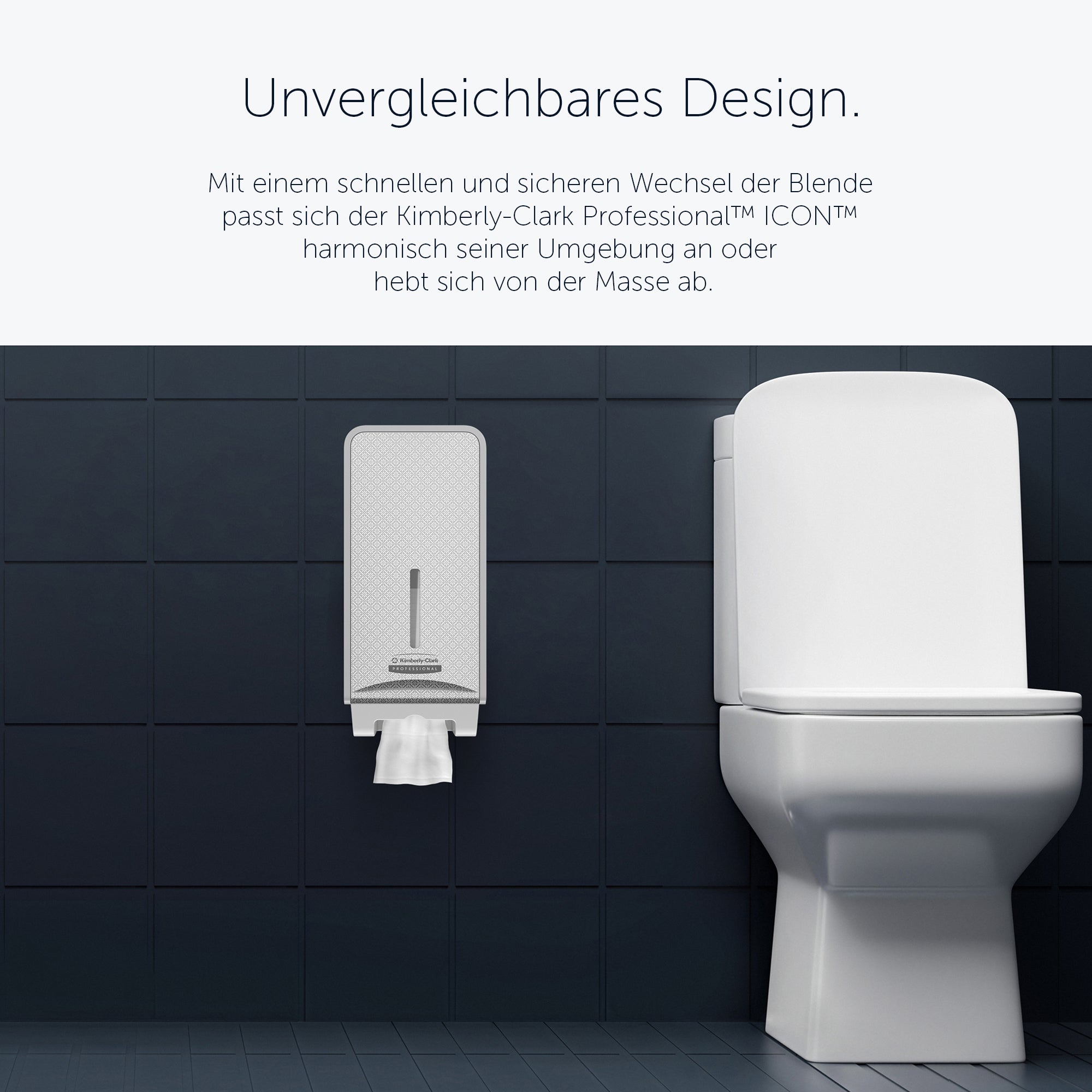 Kimberly-Clark Professional™ ICON™-Spender für Einzelblatt-Toilettenpapier (53659), mit silberner Blende im Mosaikdesign; 1 Spender und 1 Blende pro Karton