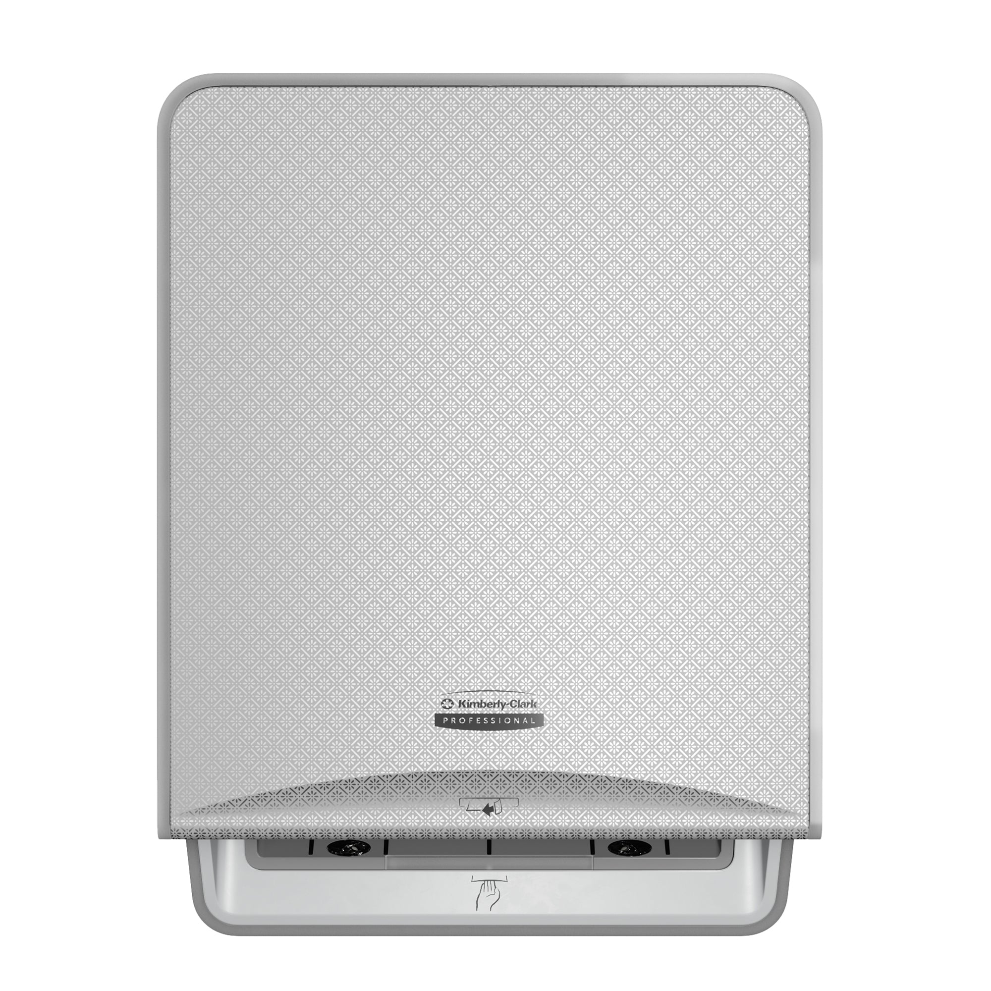 Automatischer Kimberly-Clark Professional™ ICON™-Rollenhandtuchspender (53691) mit silberner Blende im Mosaikdesign; 1 Spender und eine Blende pro Verkaufseinheit