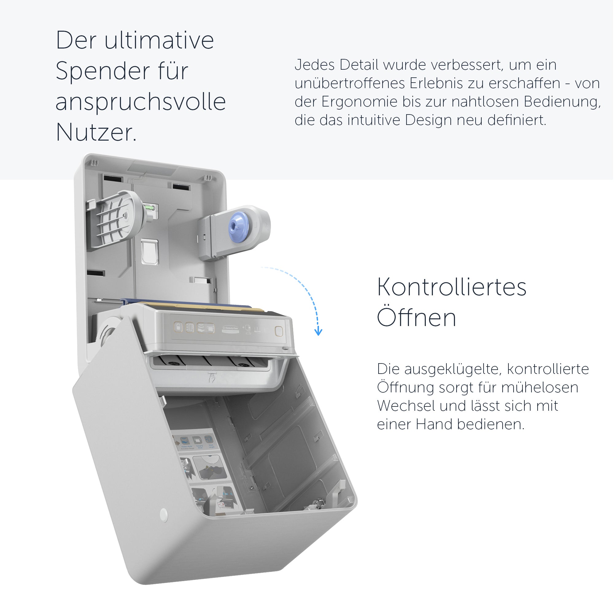Automatischer Kimberly-Clark Professional™ ICON™-Rollenhandtuchspender (53691) mit silberner Blende im Mosaikdesign; 1 Spender und eine Blende pro Verkaufseinheit