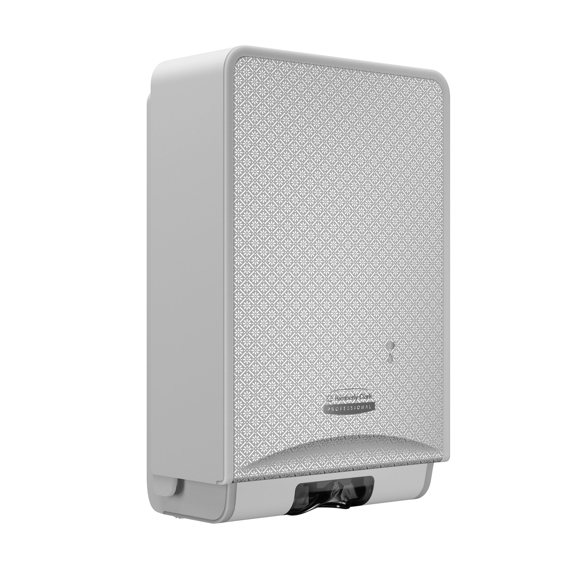 Automatischer Handseifen- und Desinfektionsmittelspender aus der Kimberly-Clark Professional™ ICON™-Serie (53694), mit silberfarbener Blende im Mosaikdesign; 1 Spender und 1 Blende pro Verkaufseinheit