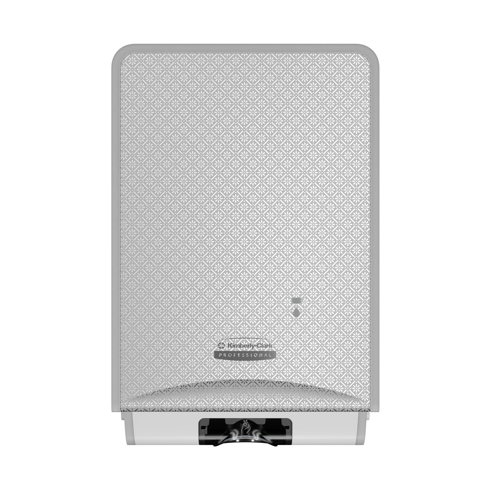 Automatischer Handseifen- und Desinfektionsmittelspender aus der Kimberly-Clark Professional™ ICON™-Serie (53694), mit silberfarbener Blende im Mosaikdesign; 1 Spender und 1 Blende pro Verkaufseinheit