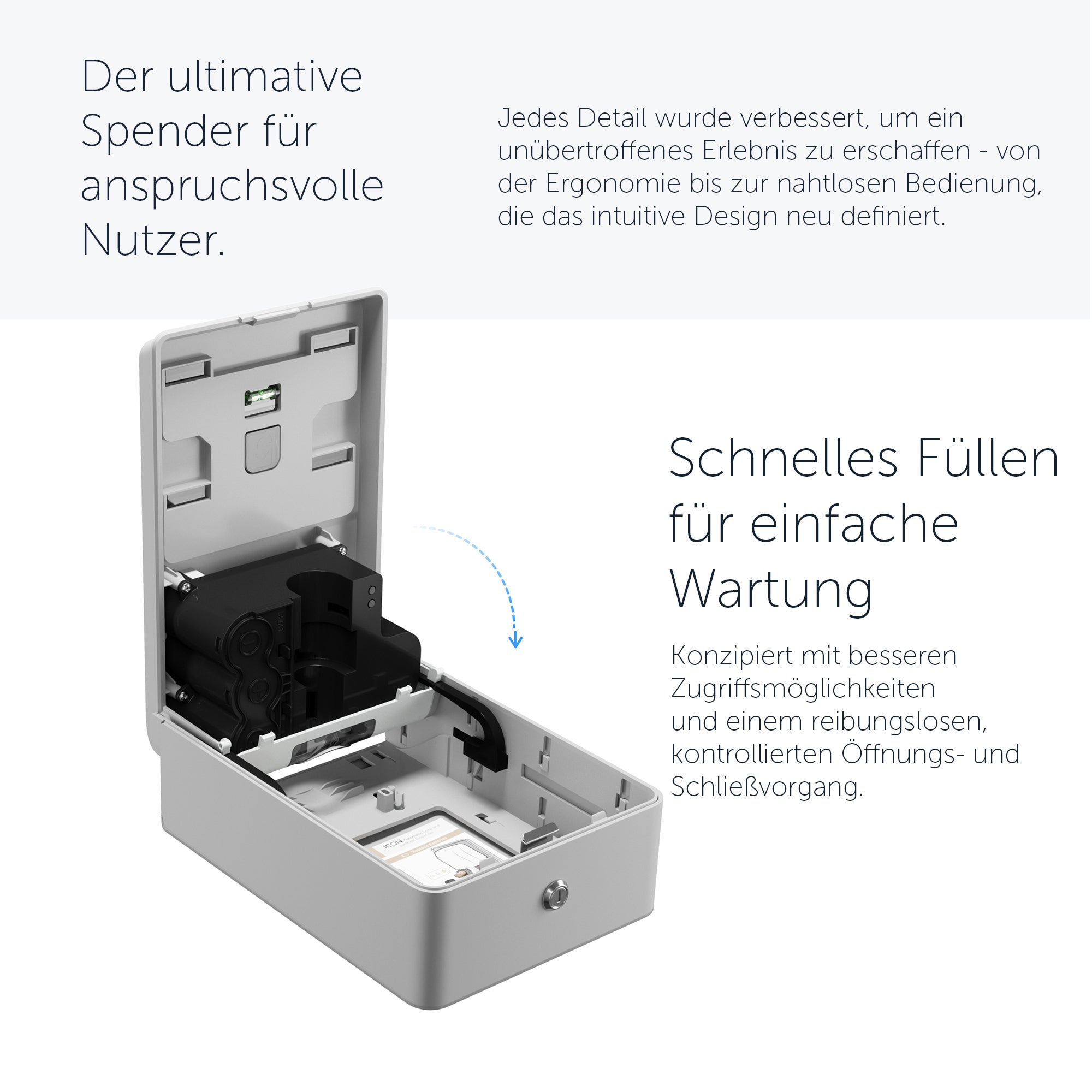 Automatischer Handseifen- und Desinfektionsmittelspender aus der Kimberly-Clark Professional™ ICON™-Serie (53694), mit silberfarbener Blende im Mosaikdesign; 1 Spender und 1 Blende pro Verkaufseinheit