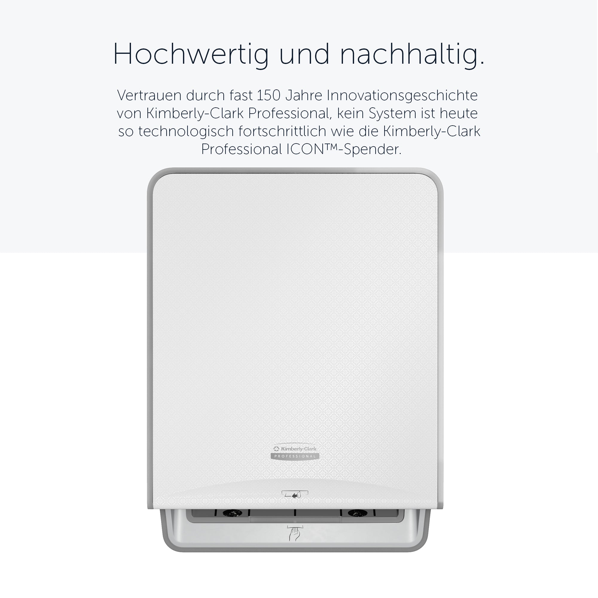 Kimberly-Clark Professional™ Automatischer ICON™-Rollenhandtuchspender (53940), weißes Gehäuse mit weißer Blende im Mosaikdesign; 1 Spender und eine Blende pro Verkaufseinheit
