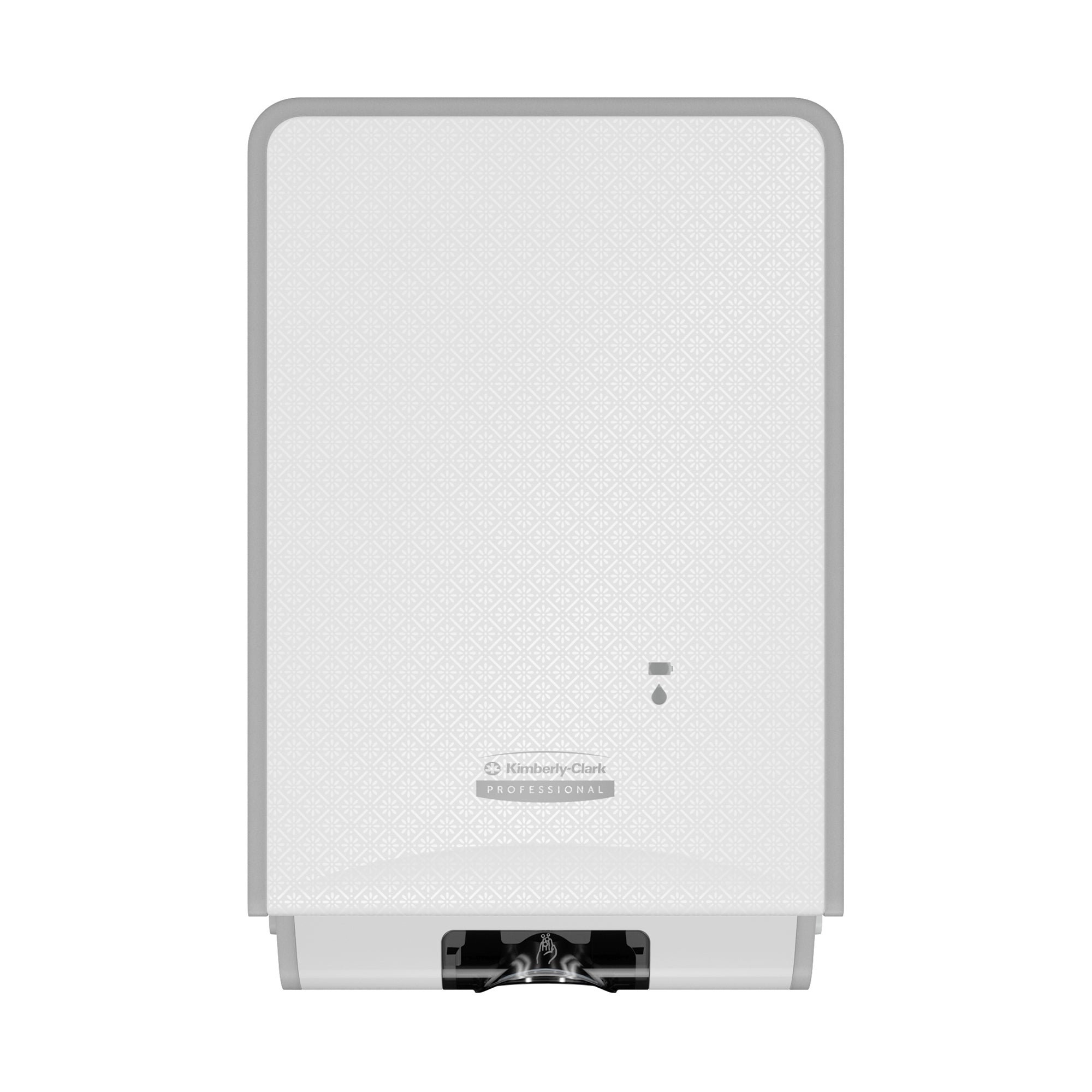 Kimberly-Clark Professional™ Automatischer ICON™-Handseifen- und Desinfektionsmittelspender (53944), weißes Gehäuse mit weißer Blende im Mosaikdesign; 1 Spender und eine Blende pro Verkaufseinheit