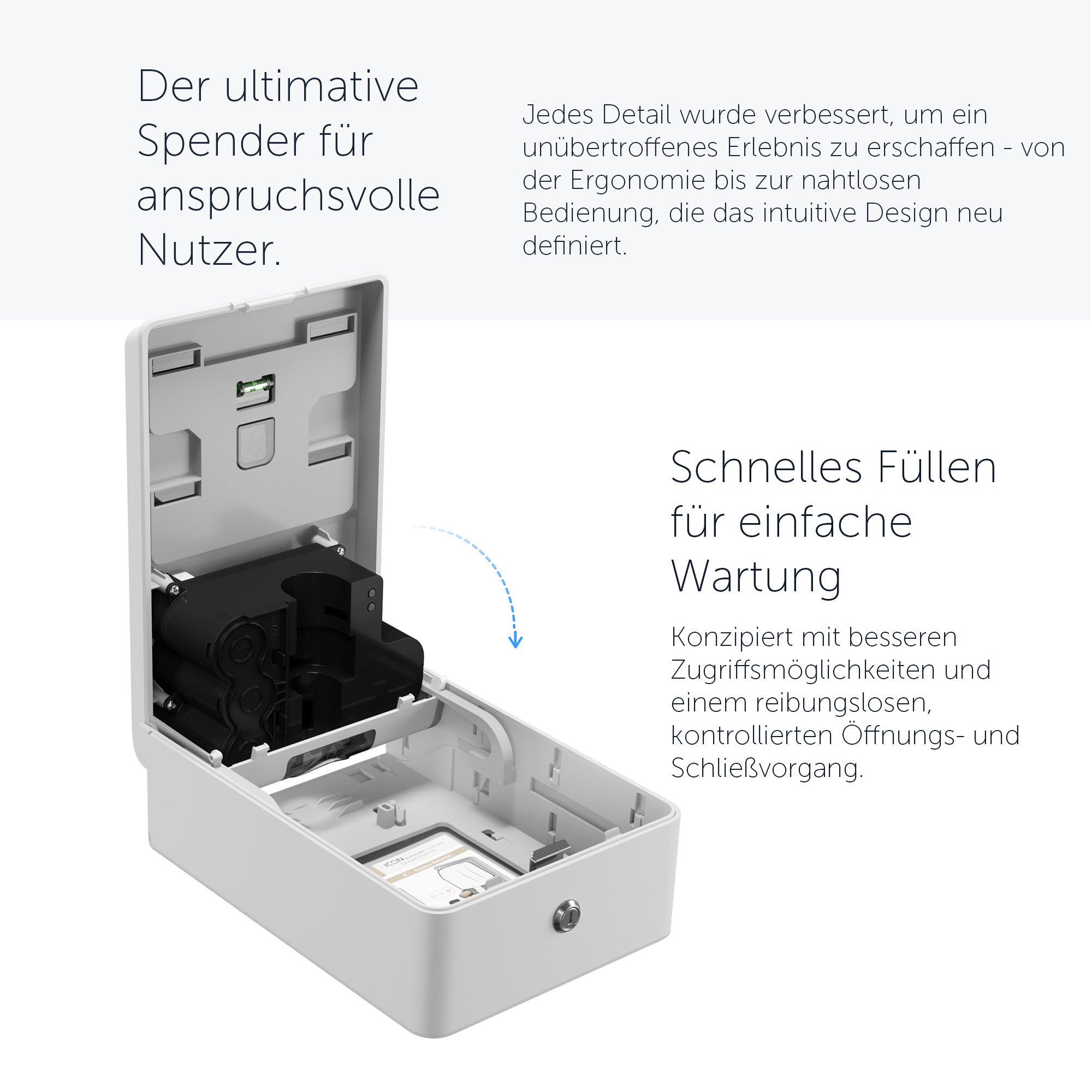 Kimberly-Clark Professional™ Automatischer ICON™-Handseifen- und Desinfektionsmittelspender (53944), weißes Gehäuse mit weißer Blende im Mosaikdesign; 1 Spender und eine Blende pro Verkaufseinheit