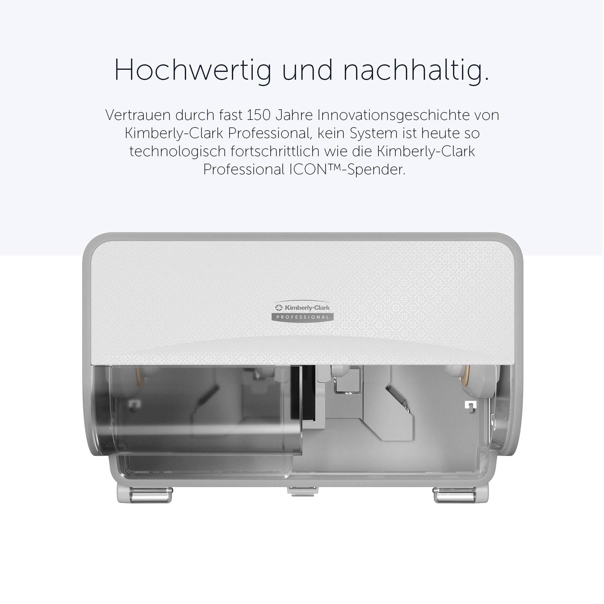 Kimberly-Clark Professional™ ICON™-Standard-Toilettenpapierspender mit 2 horizont. Rollen (53945), mit weißer Blende im Mosaikdesign; 1 Spender und Blende pro Verkaufseinheit