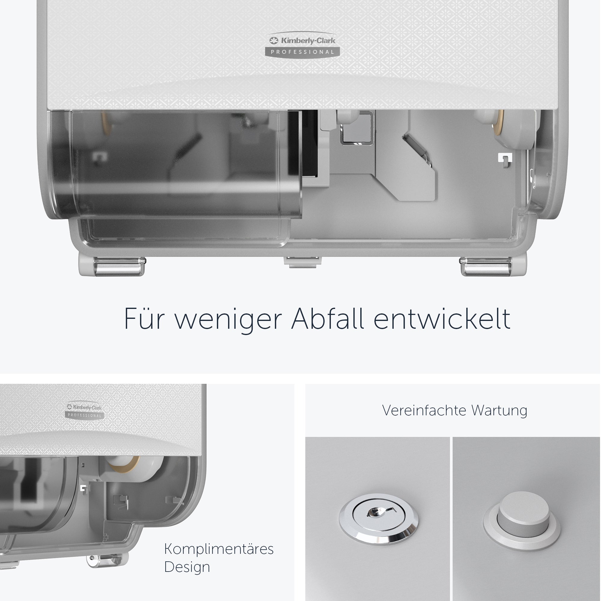 Kimberly-Clark Professional™ ICON™-Standard-Toilettenpapierspender mit 2 horizont. Rollen (53945), mit weißer Blende im Mosaikdesign; 1 Spender und Blende pro Verkaufseinheit