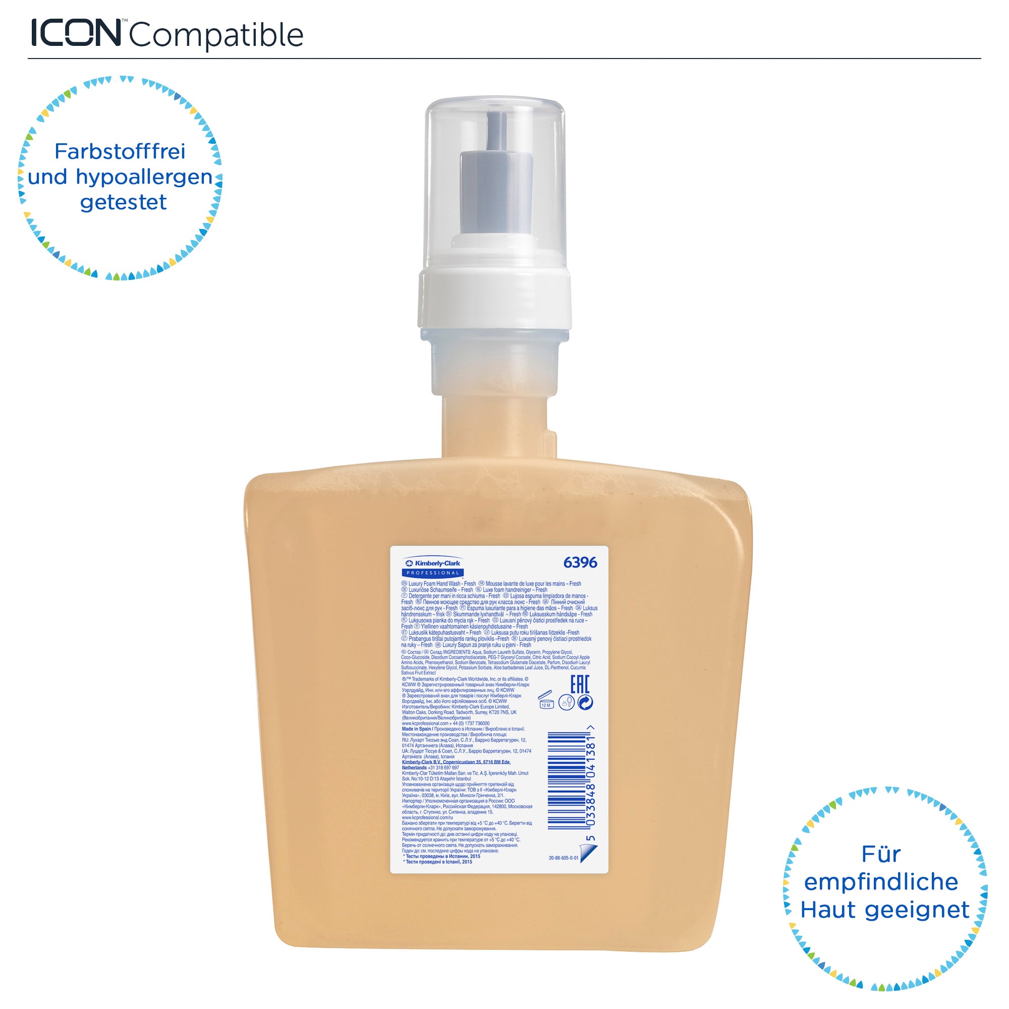 Kleenex® Botanics™ Fresh Luxus- Schaumhandseife 6396 – Parfümierte Schaumhandseife – 4 x 1,2-Liter-Nachfüllpackungen mit farblosem Handreinigungsmittel (insg. 4,8 Liter)