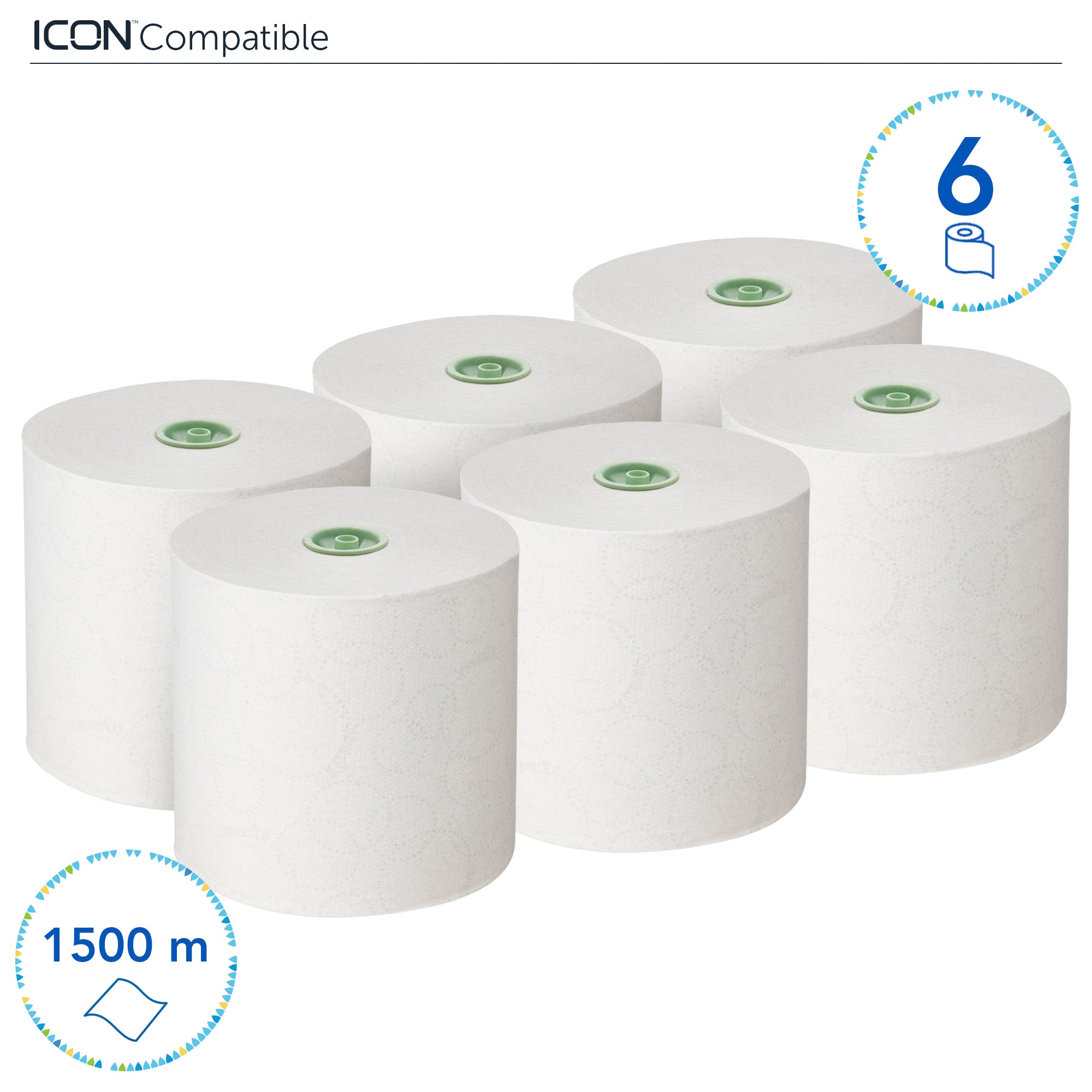 Kleenex® Papierhandtücher auf Rollen, 6646 – E-Roll-Großrolle für Handtücher – 6 x 250 m weiße Papierhandtuchrollen (insg. 1.500 m)