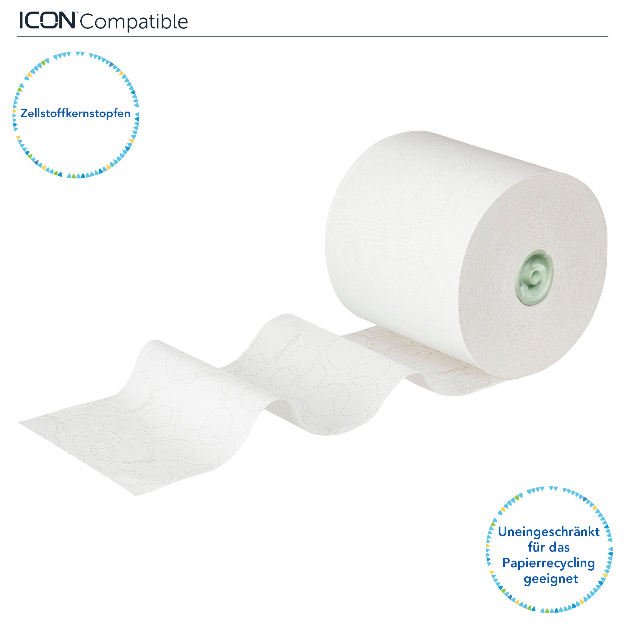 Kleenex® Papierhandtücher auf Rollen, 6646 – E-Roll-Großrolle für Handtücher – 6 x 250 m weiße Papierhandtuchrollen (insg. 1.500 m)