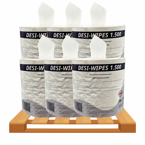 DESI-WIPES 12 Karton 4×1.500 Blatt vorgetränkte Desinfektionstücher