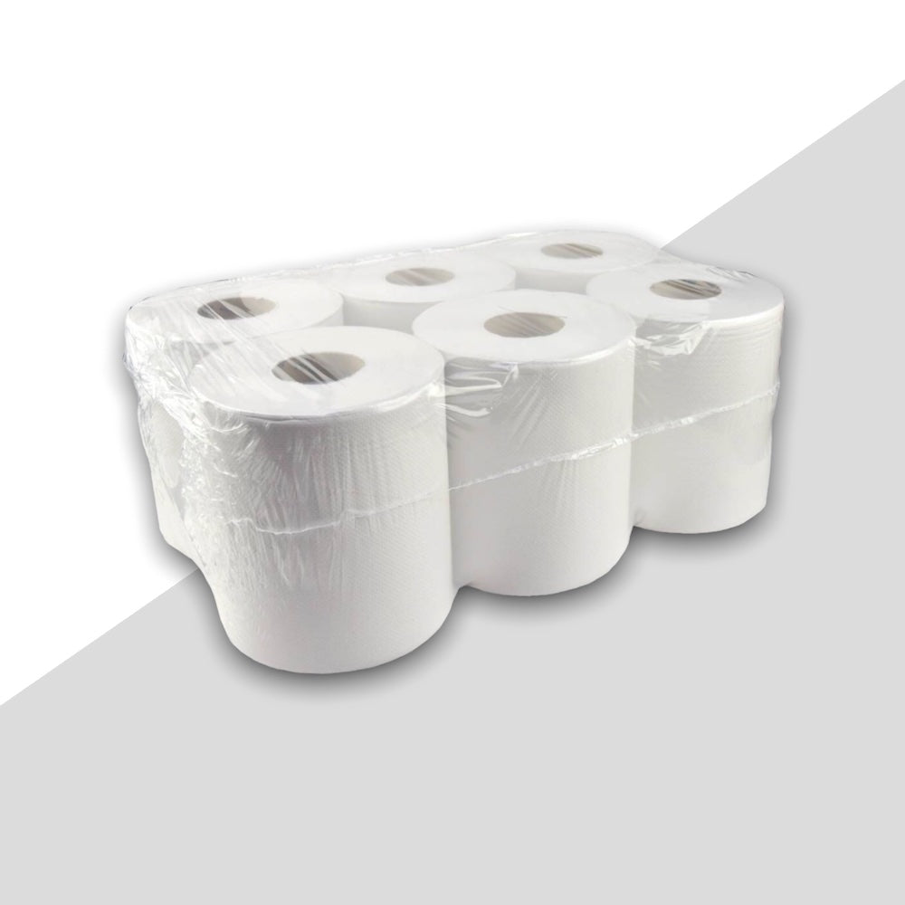 24 Handtuchrollen 2-lagig, Zellstoff, 143m, 595 Blatt, Hülse: 6cm