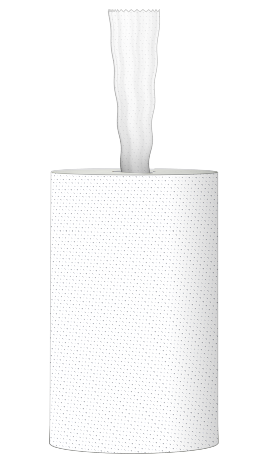 Handtuchrolle, 1-lagig, Zellstoff, 120m, 428 Abrisse, Innenauszug, ohne Hülse