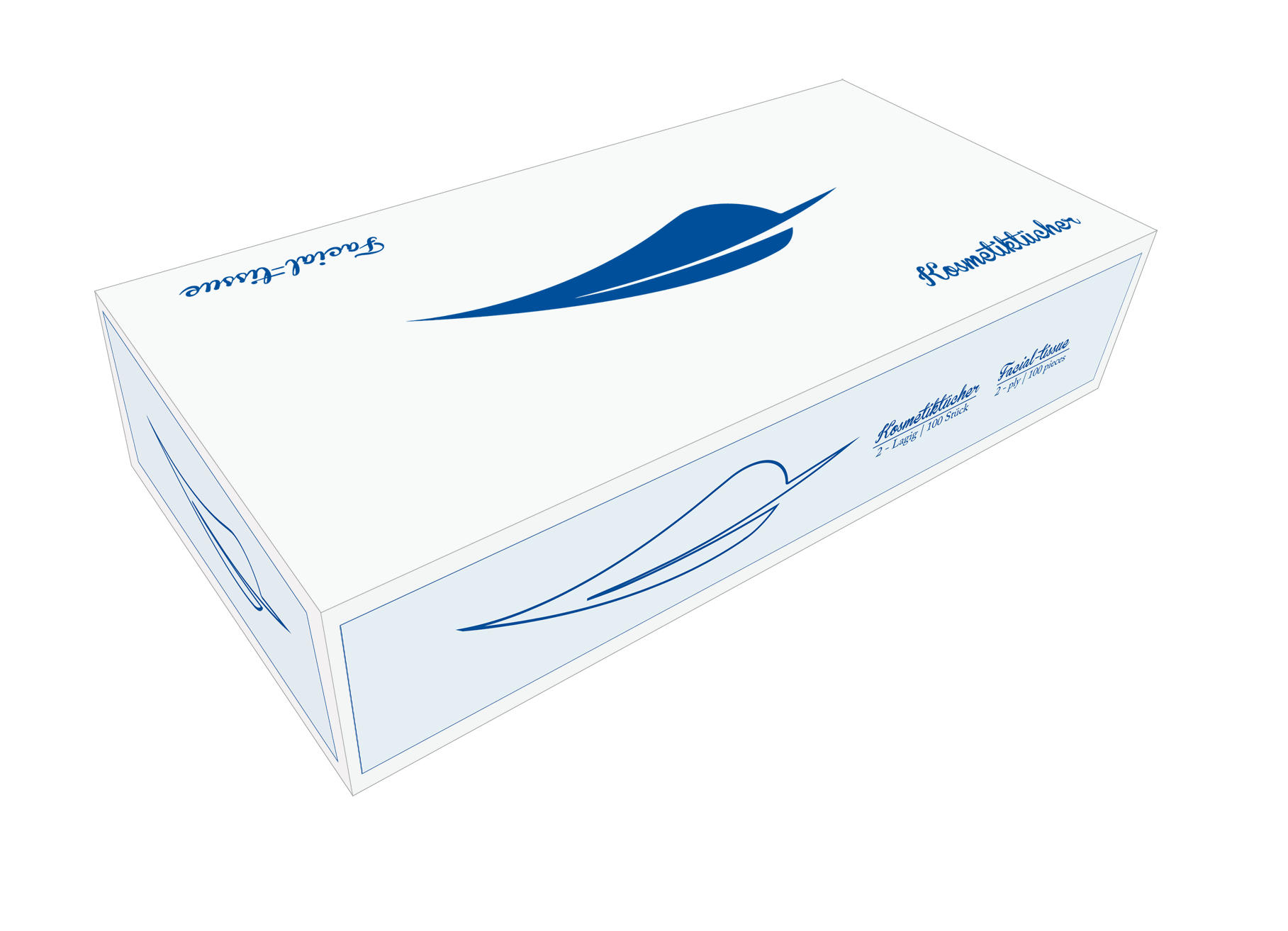 Kosmetiktücher 72 Boxen, 2-Lagig, 100% Zellstoff, 100 Tücher pro Box