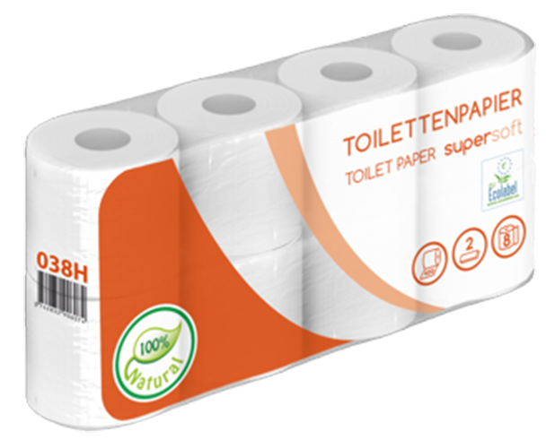 Toilettenpapier 128 Rollen, 2-lagig, recycling weiß, 400 Blatt