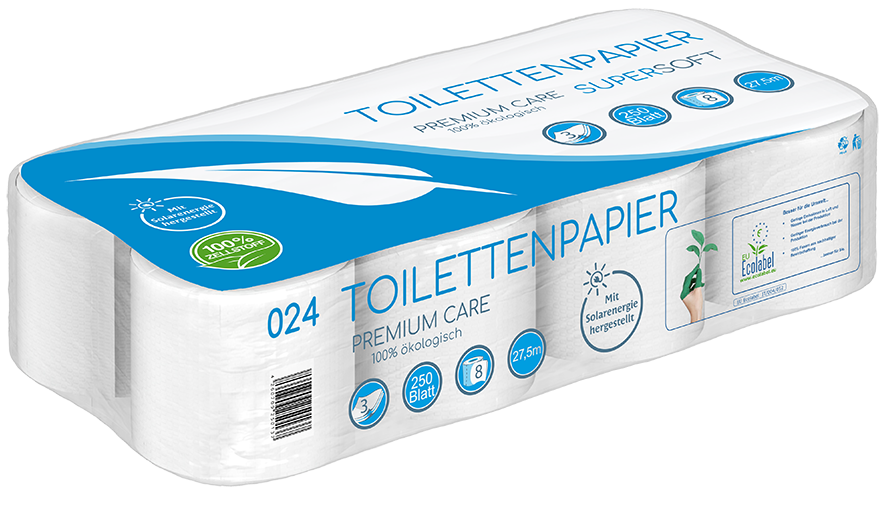 Toilettenpapier 128 Rollen, 3-lagig, 100% Zellstoff, 250 Blatt, SUPER SOFT