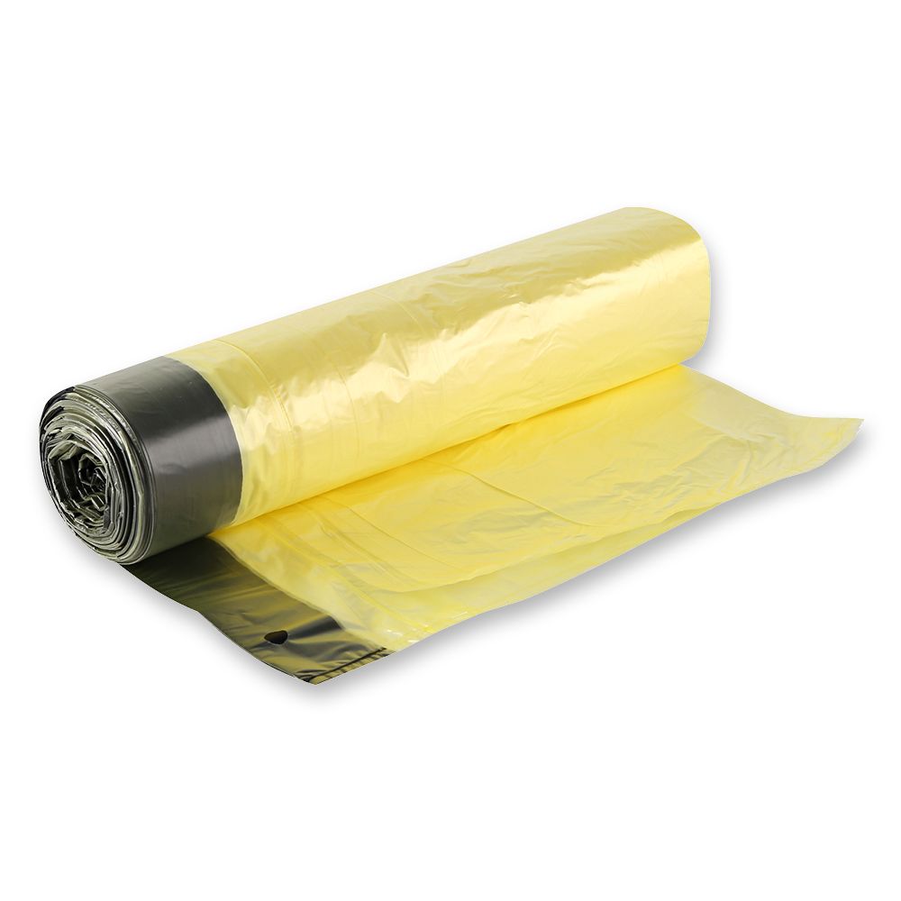 Müllbeutel mit Zugband, 60l gelb | HDPE, Rolle