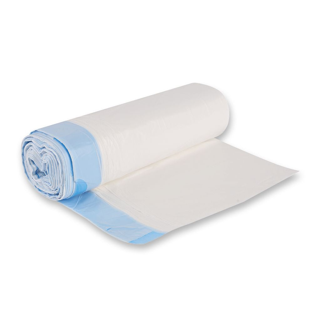 Müllbeutel mit Zugband, 30 l, weiß | HDPE, Rolle