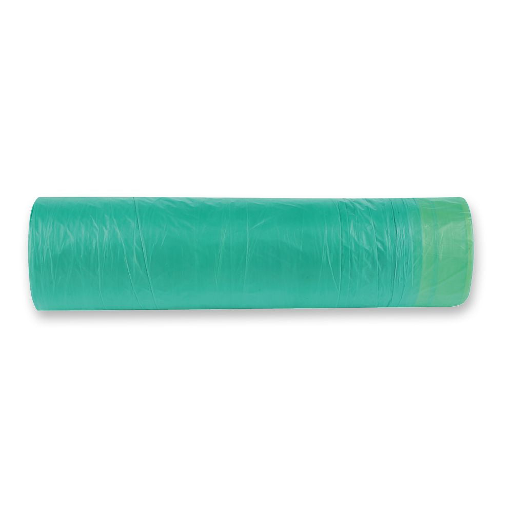 Müllbeutel mit Zugband, 60l grün | HDPE, Rolle