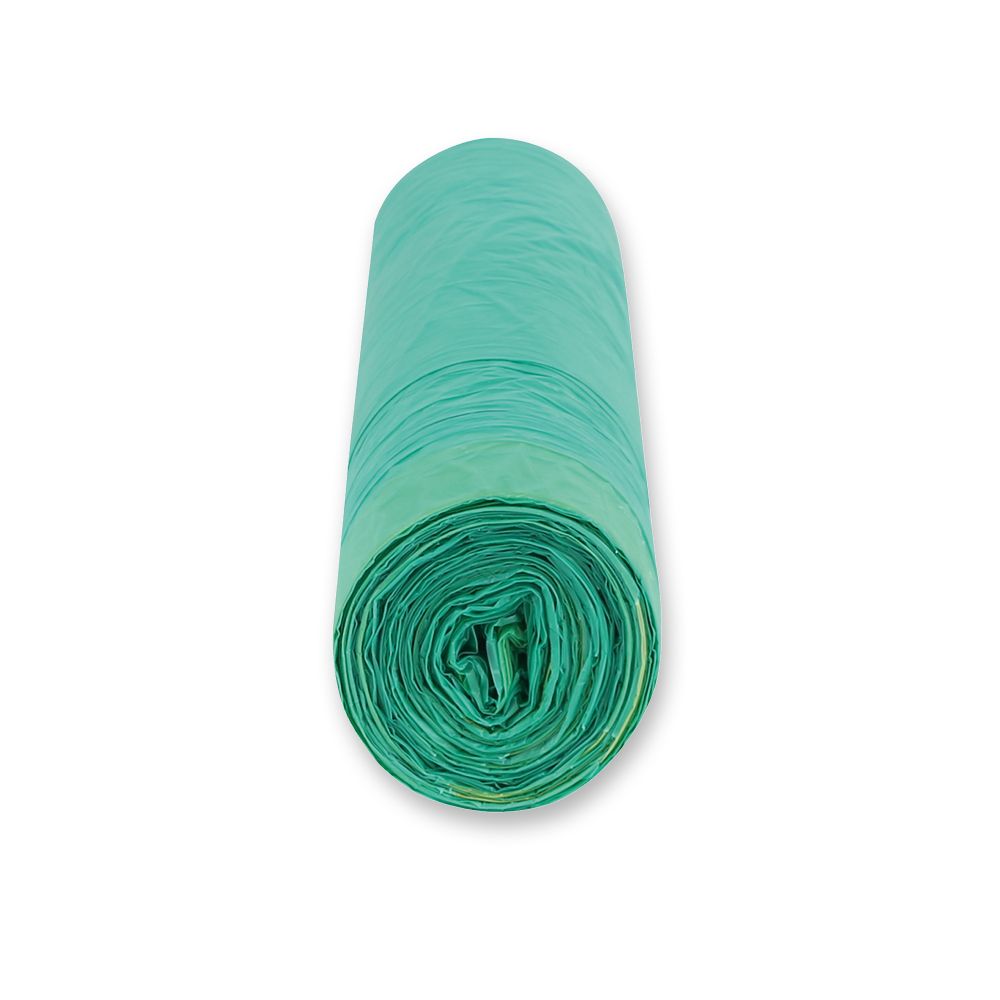 Müllbeutel mit Zugband, 60l grün | HDPE, Rolle