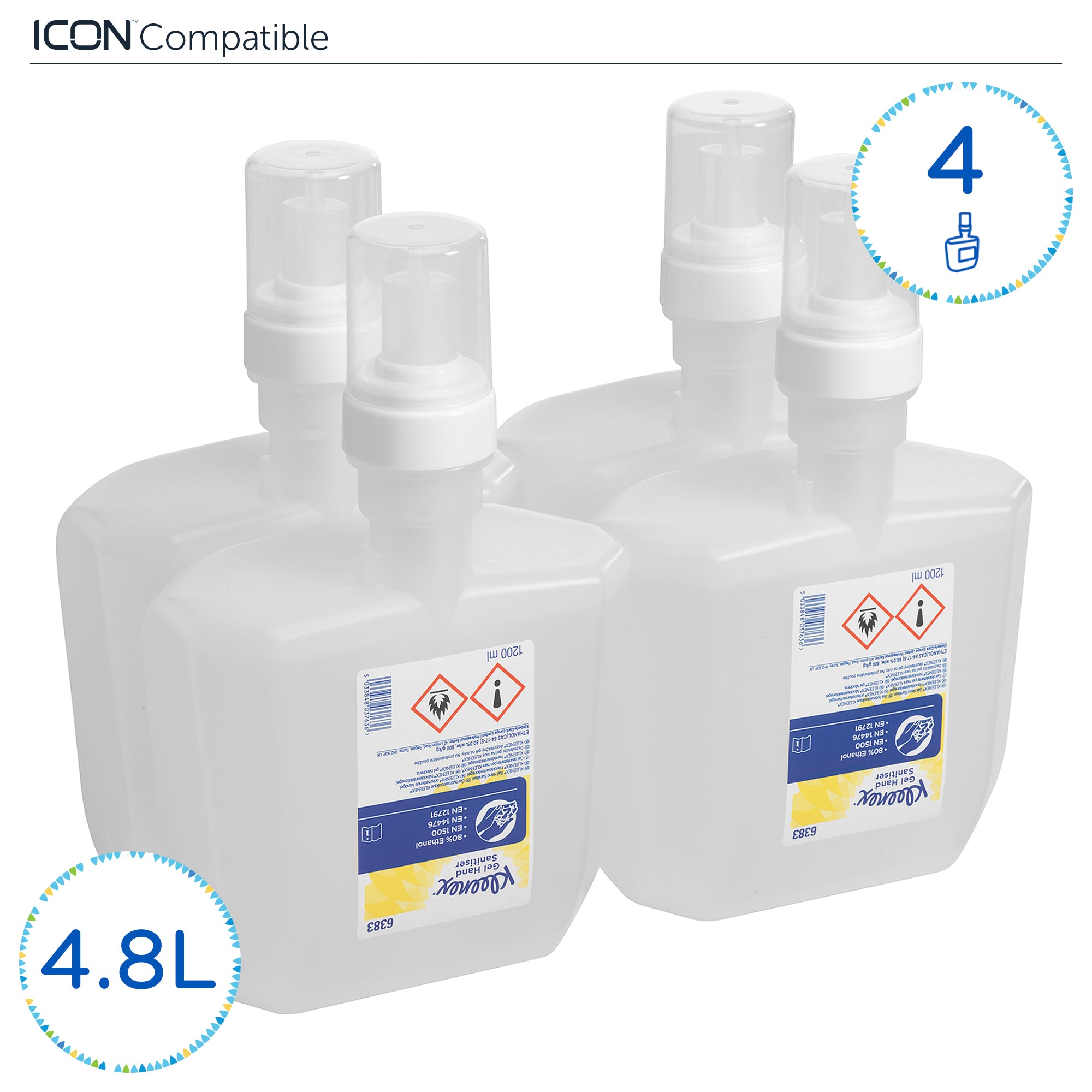Kleenex® Handdesinfektionsgel auf Alkoholbasis 6383 – 4 x 1,2 Liter Handdesinfektionsgel, Nachfüllpackung (4,8 Liter gesamt)