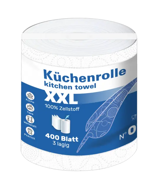 [LO070Karton] Küchenrollen 18 Rollen, XXL, 3-lagig, Zellstoff