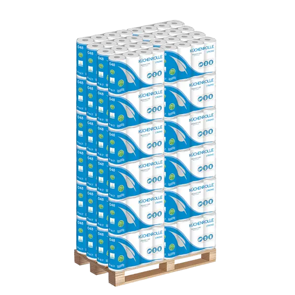 [LO048Karton] Küchenrollen 3 lagig Zellstoff 64 Rollen