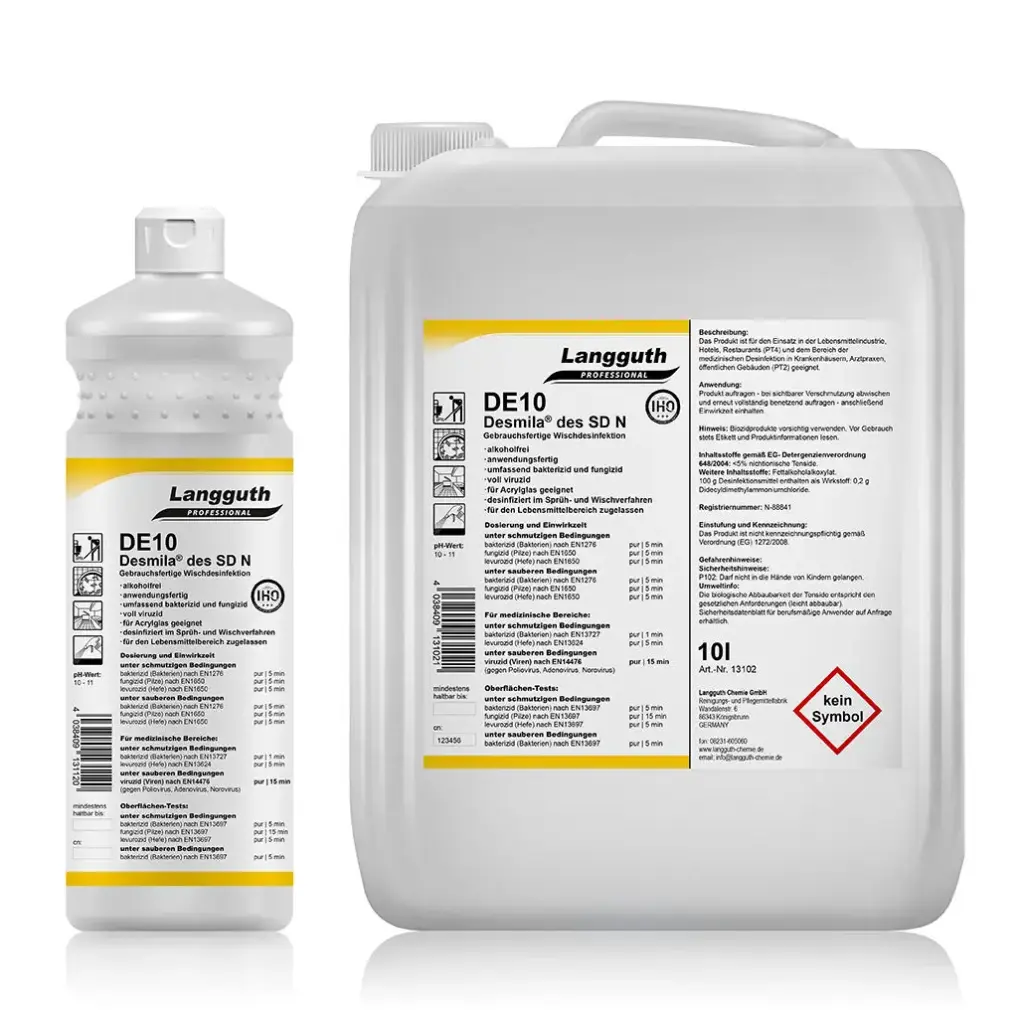 Flächendesinfektion DE10 o. Alkohol 1L
