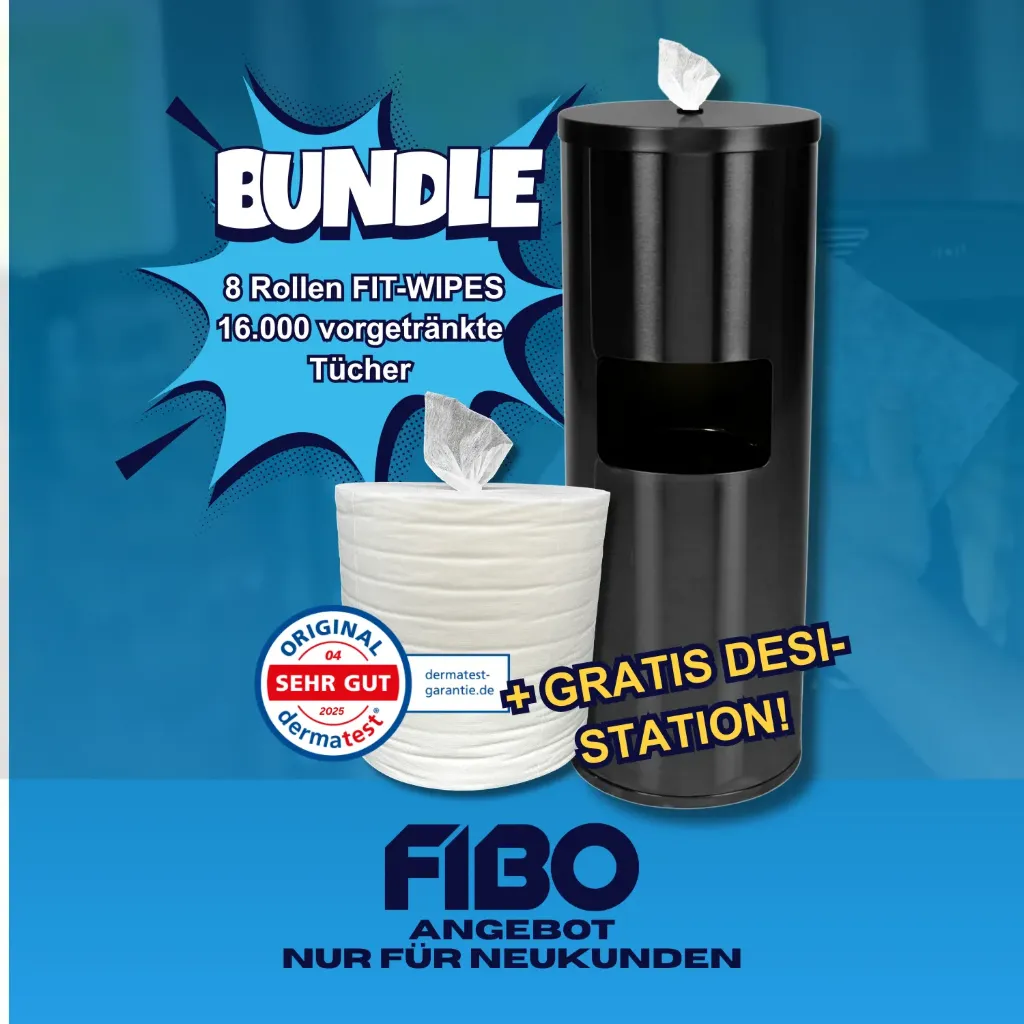 BUNDLE: 8 Rollen FIT-WIPES (16.000 WIPES) + DESI-STATION Gratis!